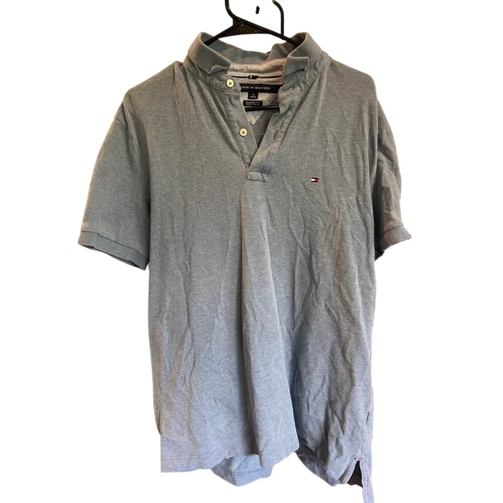 Tommy Hilfiger mens large blue short sleeve polo shirt